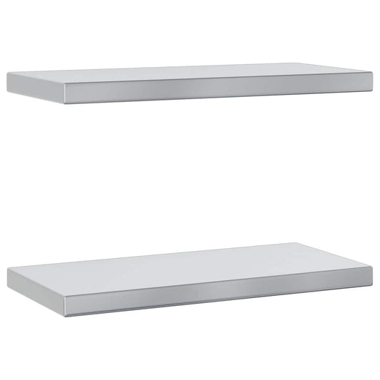 vidaXL Wall Shelves 2 pcs 50x23.5 cm Silver Stainless Steel