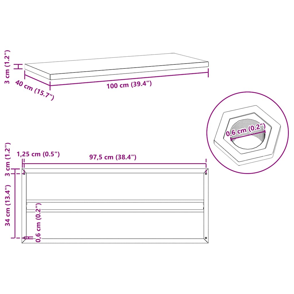 vidaXL Wall Shelves 2 pcs 100x40 cm Black Stainless Steel