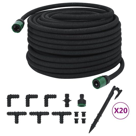 vidaXL Garden Soaker Hose Black 0,6" 50 m Rubber