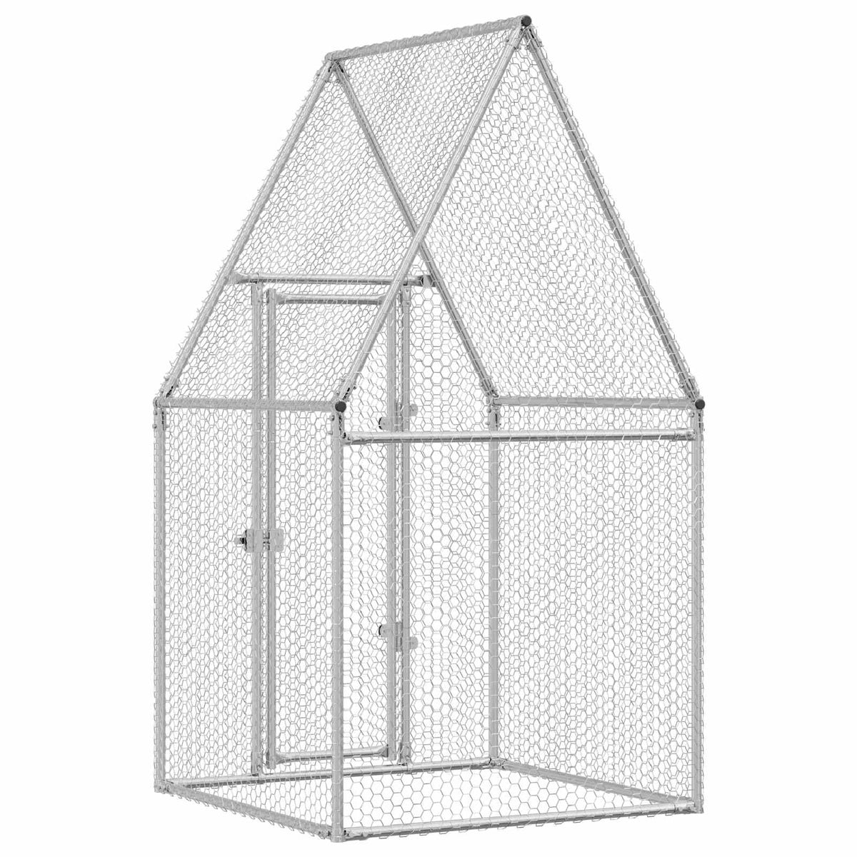 vidaXL Chicken Cage Silver 100x100x190 cm Galvanised Steel