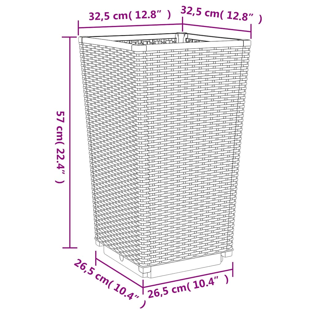 vidaXL Garden Planters 4 pcs Blue Grey 32,5x32,5x57 cm PP