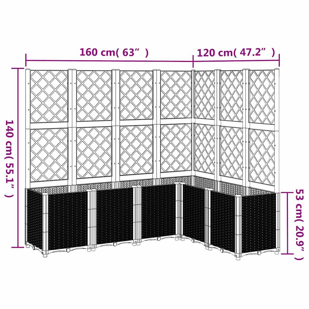 vidaXL Garden Planter with Trellis Blue Grey 160x120x140 cm PP