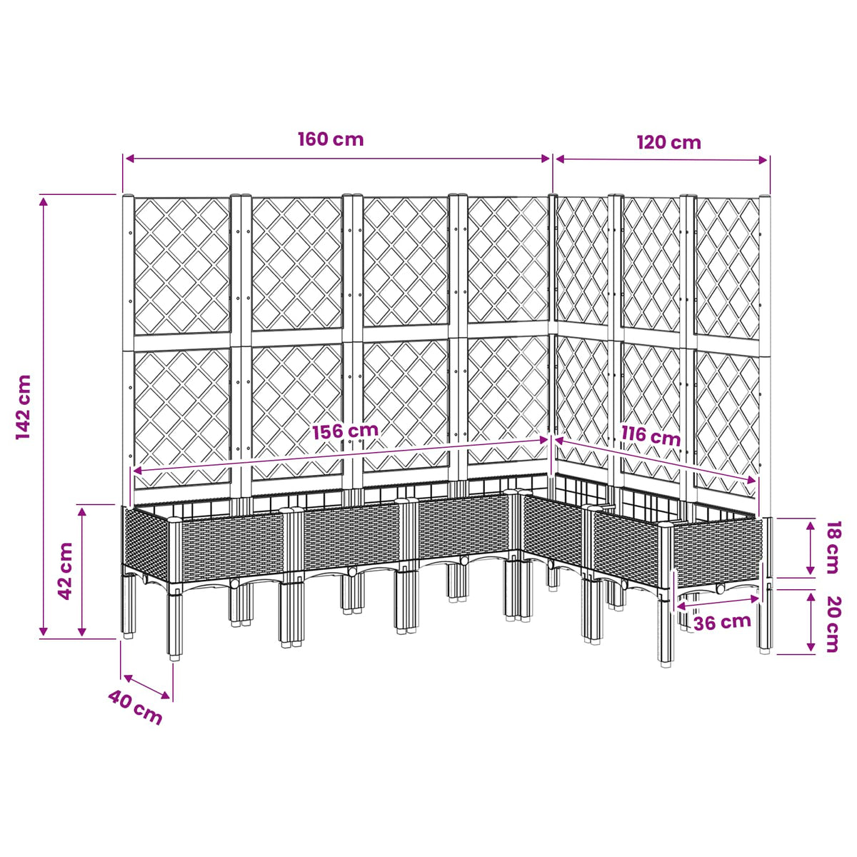 vidaXL Garden Planter with Trellis Brown 160x120x142 cm PP