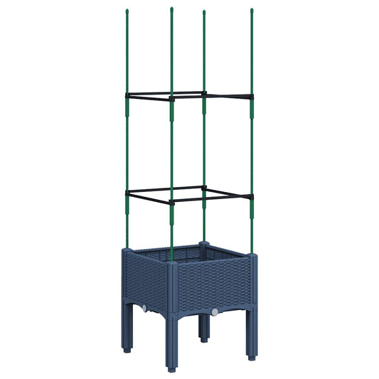 vidaXL Garden Planter with Trellis Blue Grey 40x40x142,5 cm PP