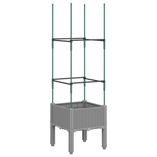 vidaXL Garden Planter with Trellis Light Grey 40x40x142,5 cm PP