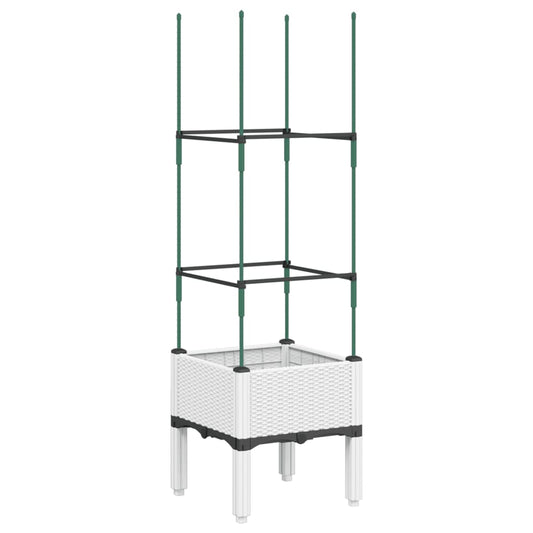 vidaXL Garden Planter with Trellis White 40x40x142,5 cm PP