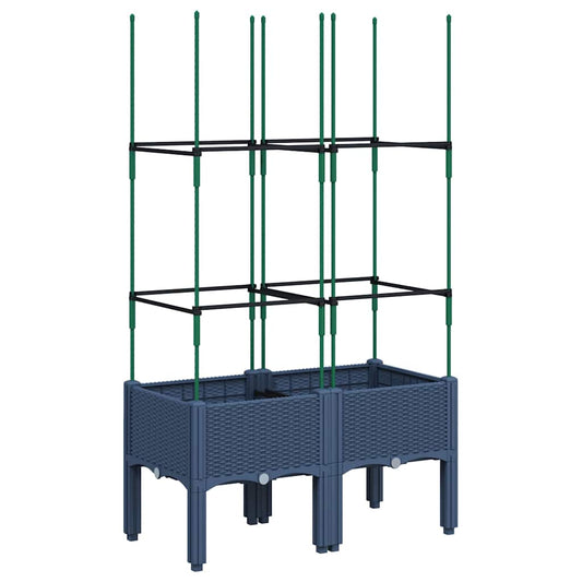 vidaXL Garden Planter with Trellis Blue Grey 80x40x142,5 cm PP