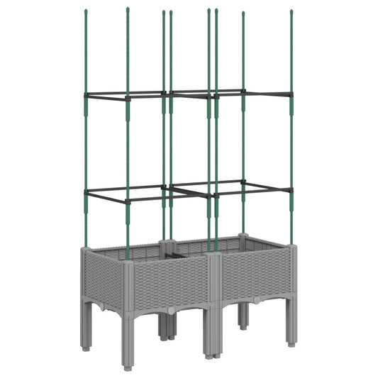 vidaXL Garden Planter with Trellis Light Grey 80x40x142,5 cm PP