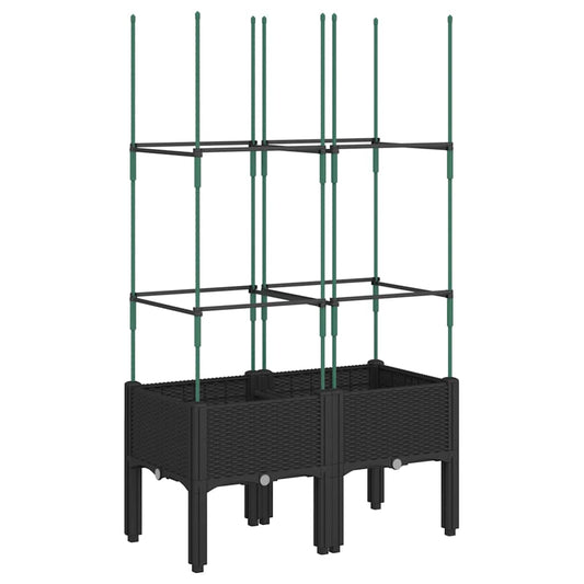 vidaXL Garden Planter with Trellis Black 80x40x142,5 cm PP