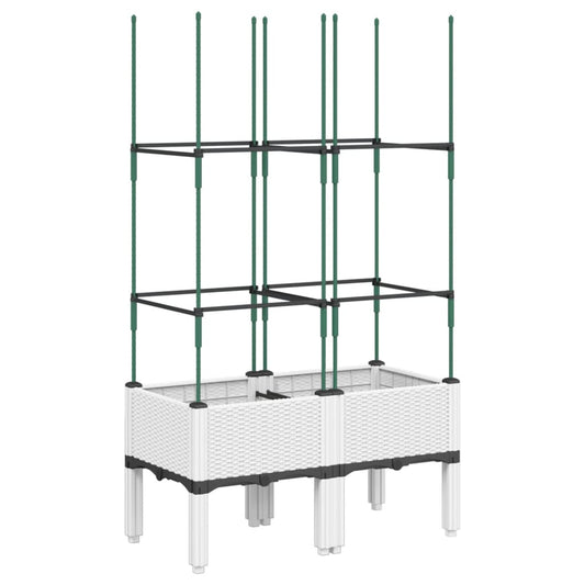 vidaXL Garden Planter with Trellis White 80x40x142,5 cm PP