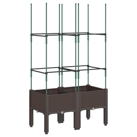 vidaXL Garden Planter with Trellis Brown 80x40x142,5 cm PP