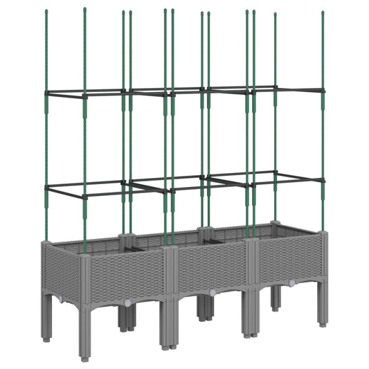 vidaXL Garden Planter with Trellis Light Grey 120x40x142,5 cm PP