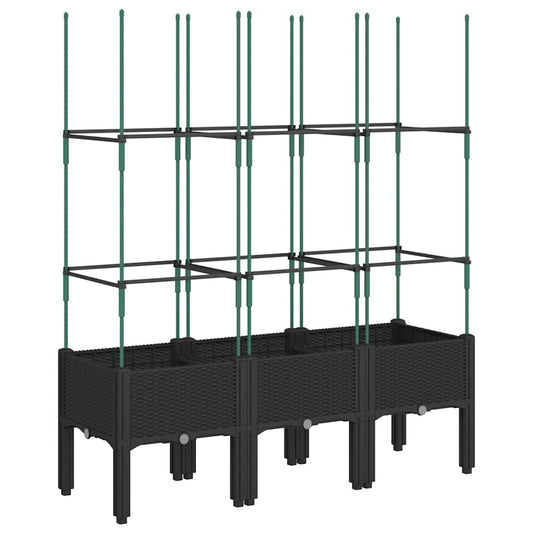 vidaXL Garden Planter with Trellis Black 120x40x142,5 cm PP