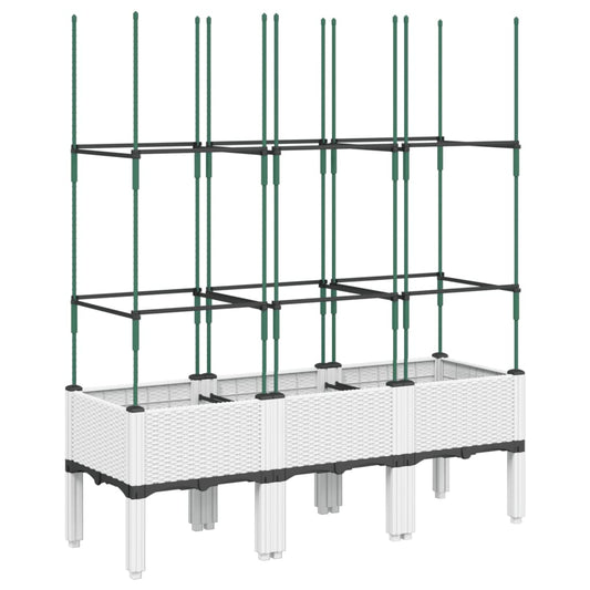 vidaXL Garden Planter with Trellis White 120x40x142,5 cm PP