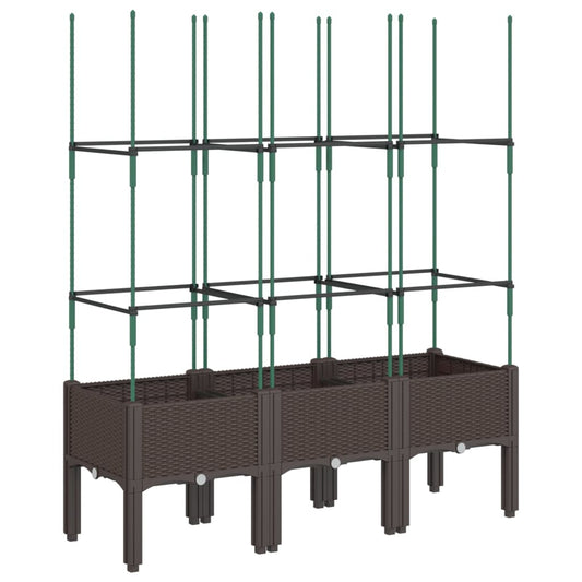vidaXL Garden Planter with Trellis Brown 120x40x142,5 cm PP