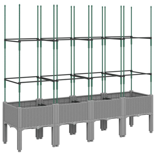 vidaXL Garden Planter with Trellis Light Grey 160x40x142,5 cm PP