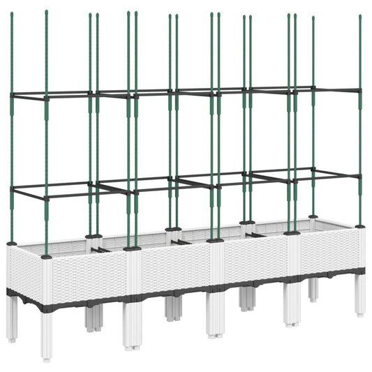 vidaXL Garden Planter with Trellis White 160x40x142,5 cm PP