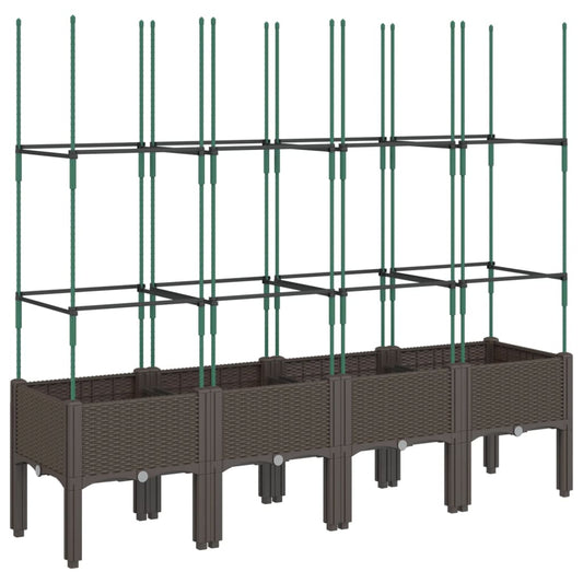 vidaXL Garden Planter with Trellis Brown 160x40x142,5 cm PP
