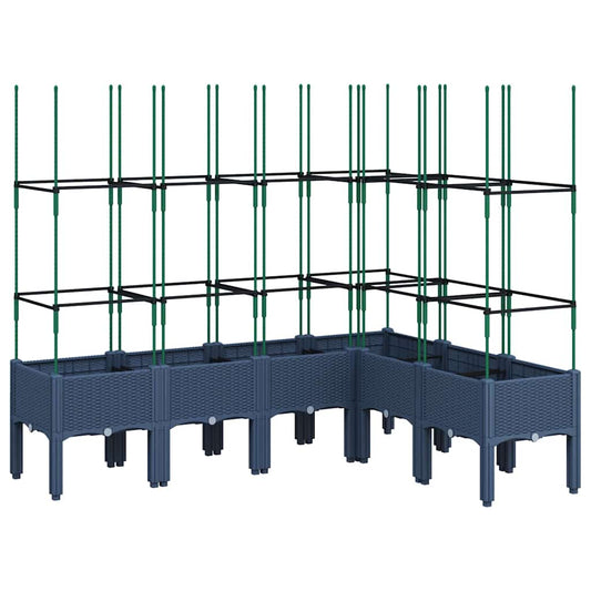 vidaXL Garden Planter with Trellis Blue Grey 160x120x142,5 cm PP