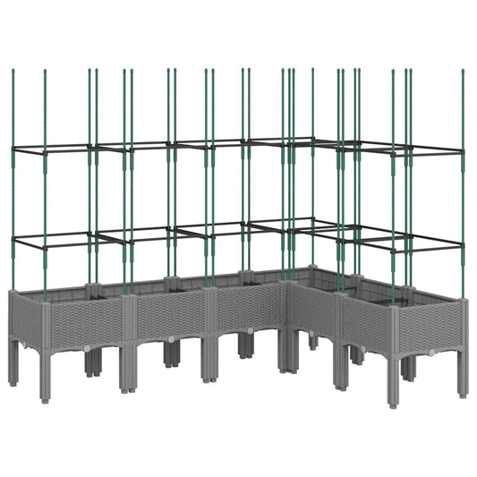 vidaXL Garden Planter with Trellis Light Grey 160x120x142,5 cm PP