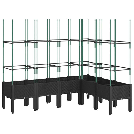 vidaXL Garden Planter with Trellis Black 160x120x142,5 cm PP