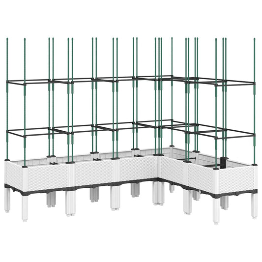 vidaXL Garden Planter with Trellis White 160x120x142,5 cm PP