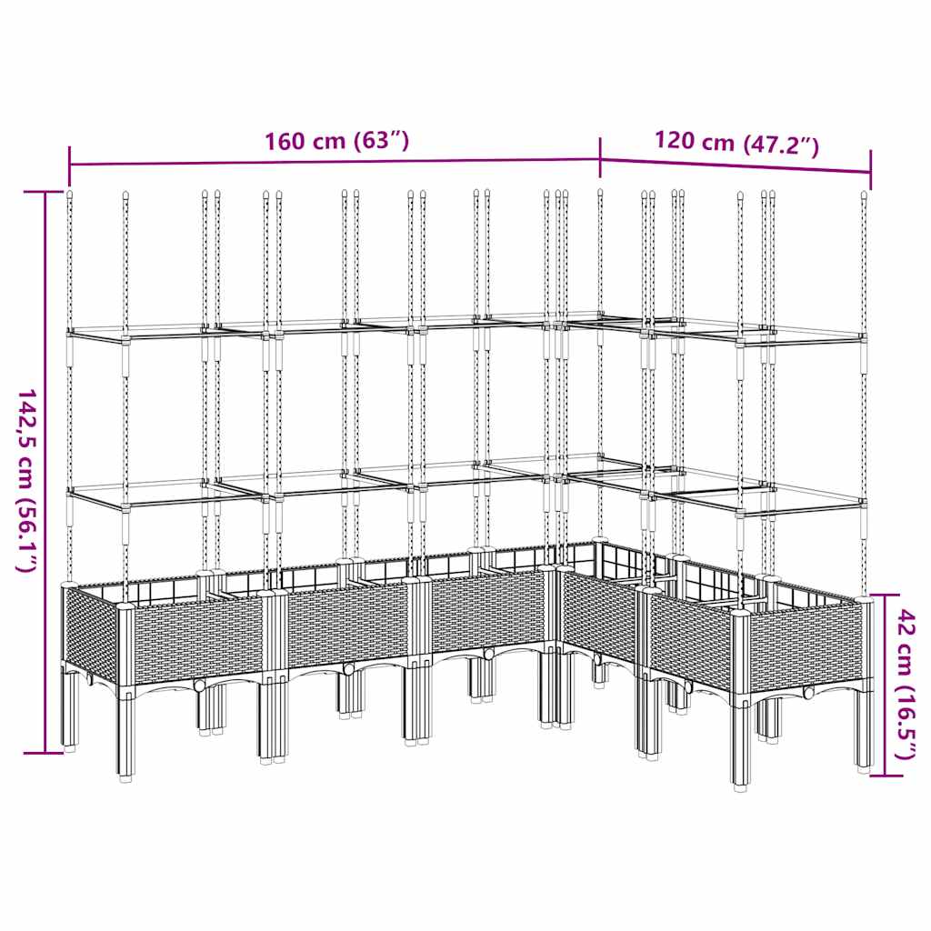 vidaXL Garden Planter with Trellis White 160x120x142,5 cm PP