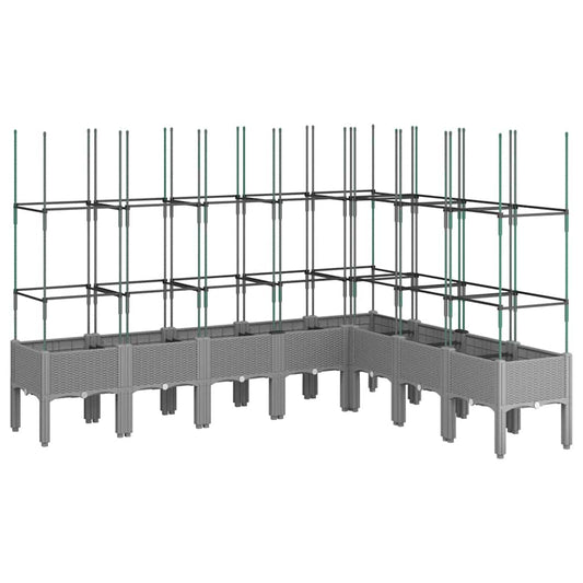 vidaXL Garden Planter with Trellis Light Grey 200x160x142,5 cm PP