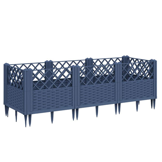 vidaXL Garden Planter with Pegs Blue Grey 123.5x43.5x43.5 cm PP