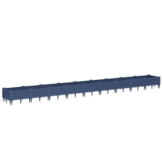 vidaXL Garden Planter with Pegs Blue Grey 362.5x42.5x28.5 cm PP