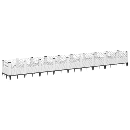 vidaXL Garden Planter with Pegs White 363.5x43.5x43.5 cm PP