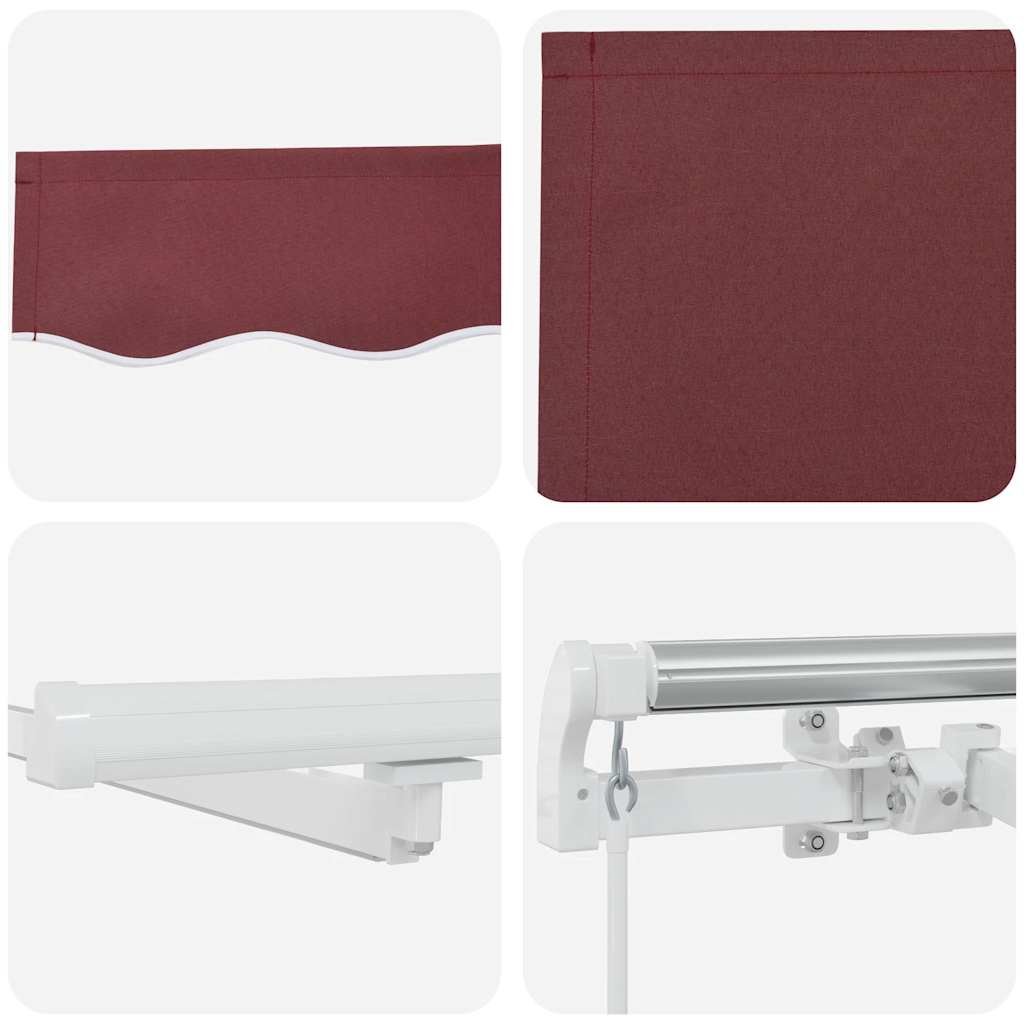 vidaXL Manual Retractable Awning with LED Burgundy 400x300 cm