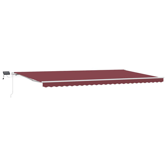 vidaXL Manual Retractable Awning with LED Burgundy 600x300 cm