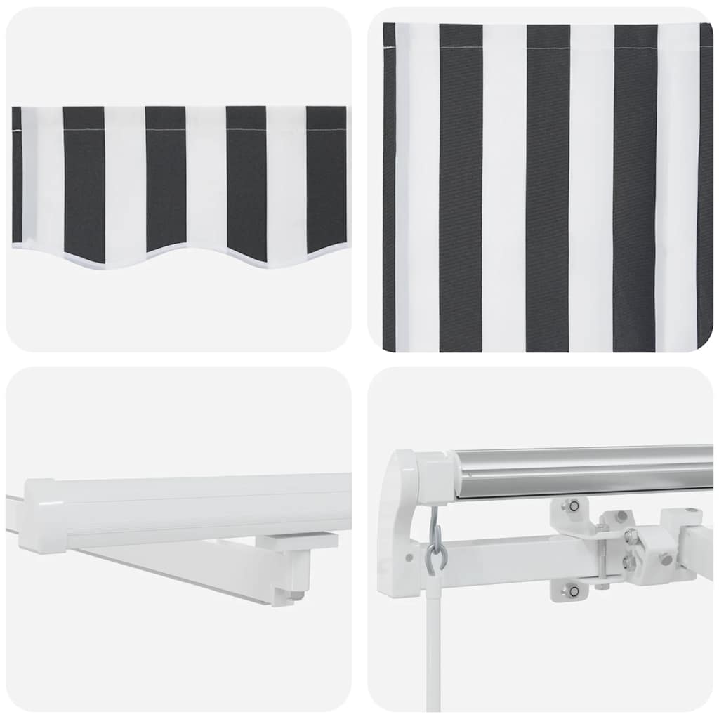 vidaXL Manual Retractable Awning with LED Anthracite&White 300x250 cm