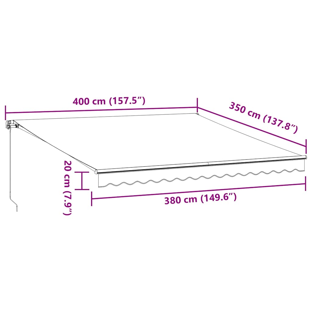 vidaXL Manual Retractable Awning Anthracite and White 400x350 cm