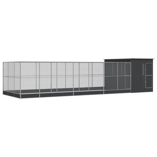 vidaXL Aviary with Extension Silver 911x303x216 cm Steel