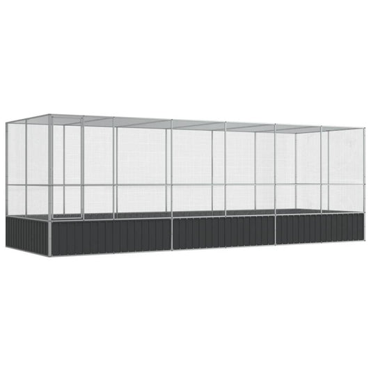 vidaXL Aviary with Extension Silver 625x207x212 cm Steel