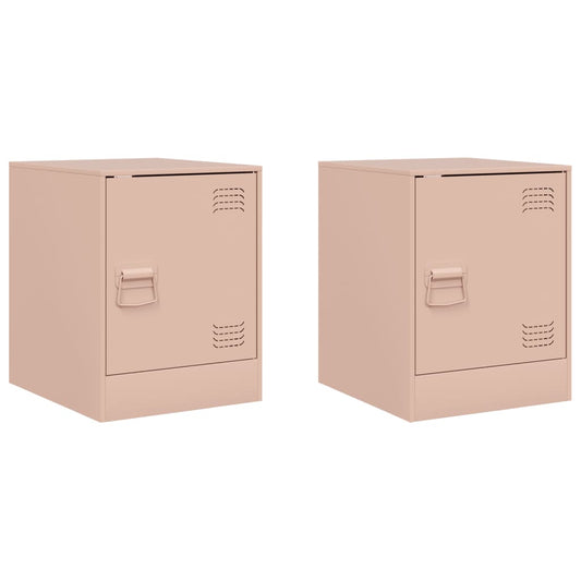 vidaXL Bedside Cabinets 2 pcs Pink 34.5x39x44 cm Steel