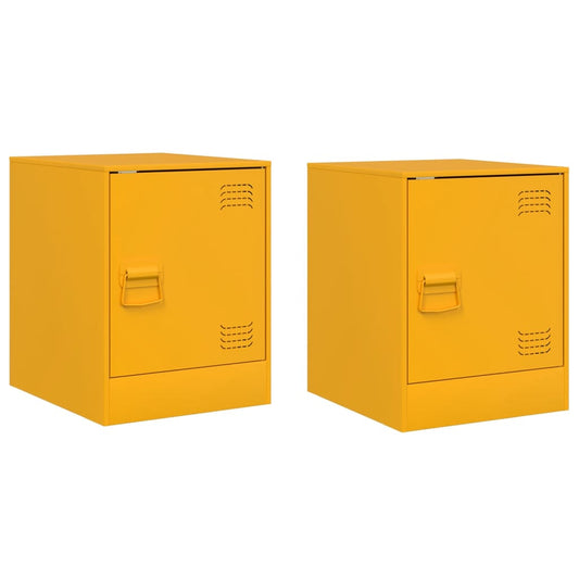 vidaXL Bedside Cabinets 2 pcs Mustard Yellow 34,5x39x44 cm Steel