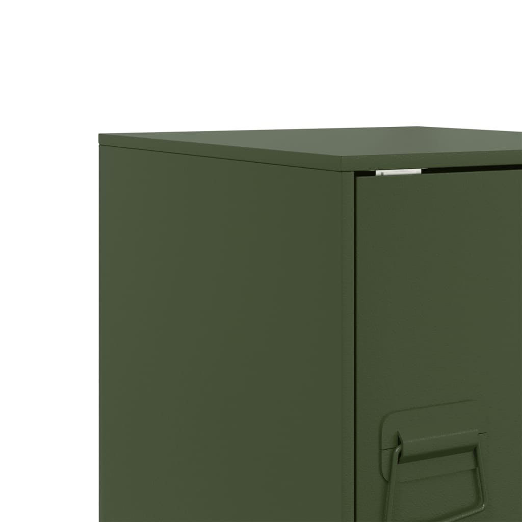 vidaXL Bedside Cabinets 2 pcs Olive Green 34,5x39x44 cm Steel