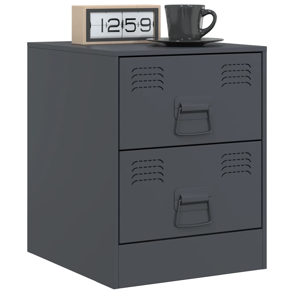 vidaXL Bedside Cabinets 2 pcs Anthracite 34,5x39x44 cm Steel