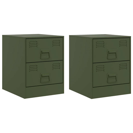 vidaXL Bedside Cabinets 2 pcs Green 34,5x39x44 cm Steel