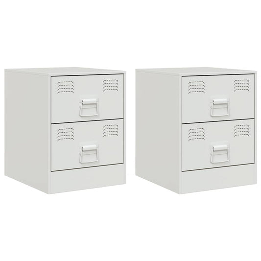 vidaXL Bedside Cabinets 2 pcs White 34,5x39x44 cm Steel