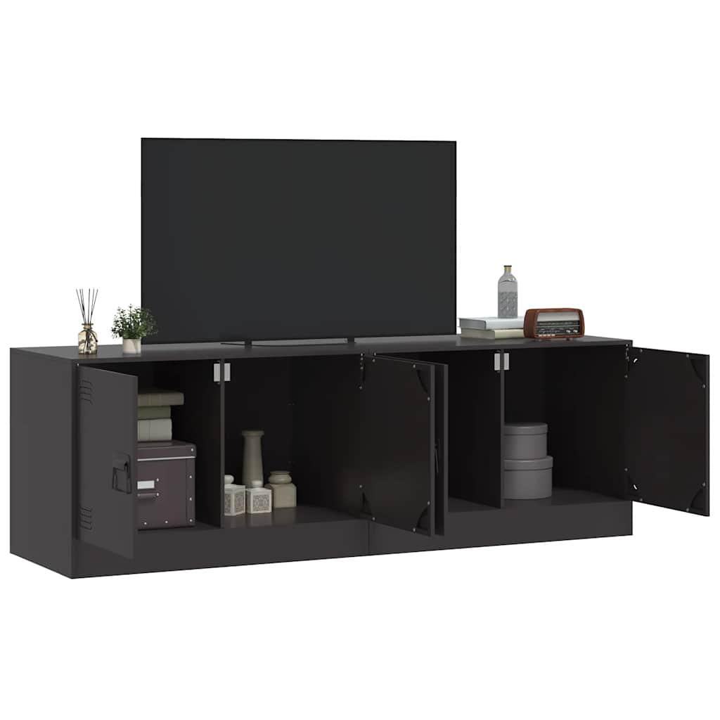 vidaXL 2 Piece TV Cabinet Set Black 67x39x44 cm Steel