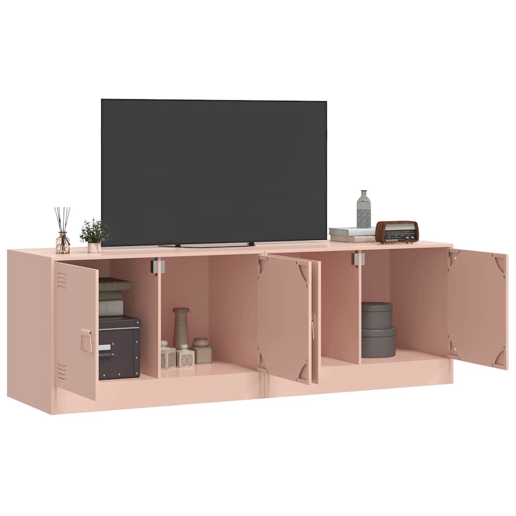 vidaXL 2 Piece TV Cabinet Set Pink 67x39x44 cm Steel