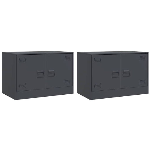 vidaXL 2 Piece TV Cabinet Set Anthracite 67x39x44 cm Steel