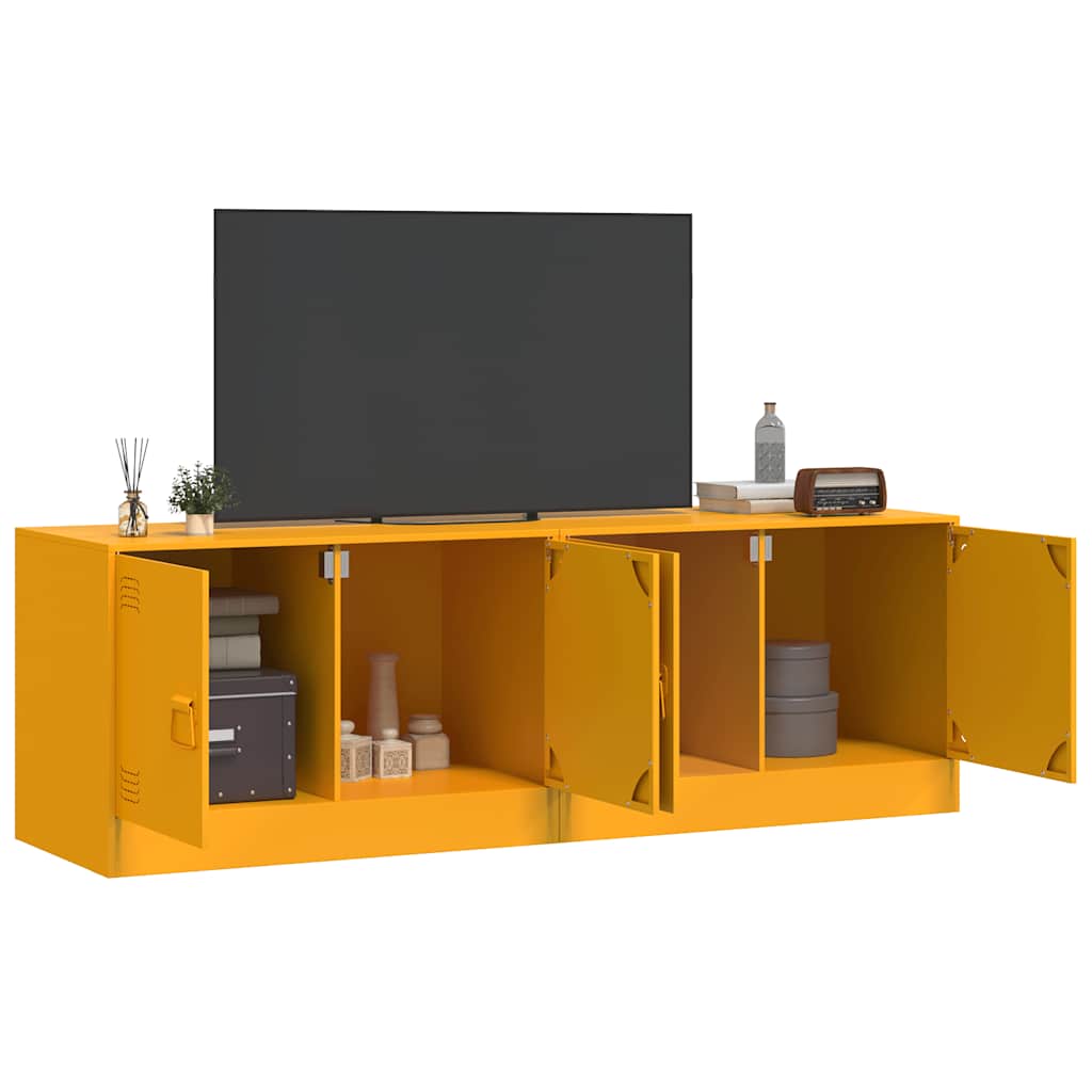 vidaXL 2 Piece TV Cabinet Set Mustard Yellow 67x39x44 cm Steel