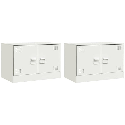 vidaXL 2 Piece TV Cabinet Set White 67x39x44 cm Steel