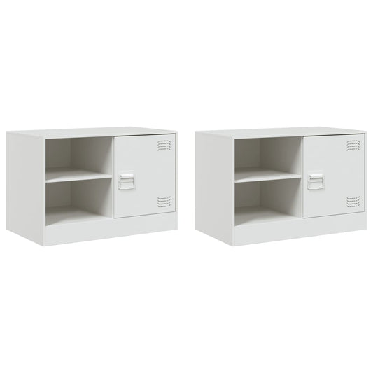 vidaXL 2 Piece TV Cabinet Set White 67x39x44 cm Steel