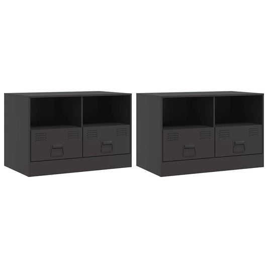 vidaXL 2 Piece TV Cabinet Set Black 67x39x44 cm Steel